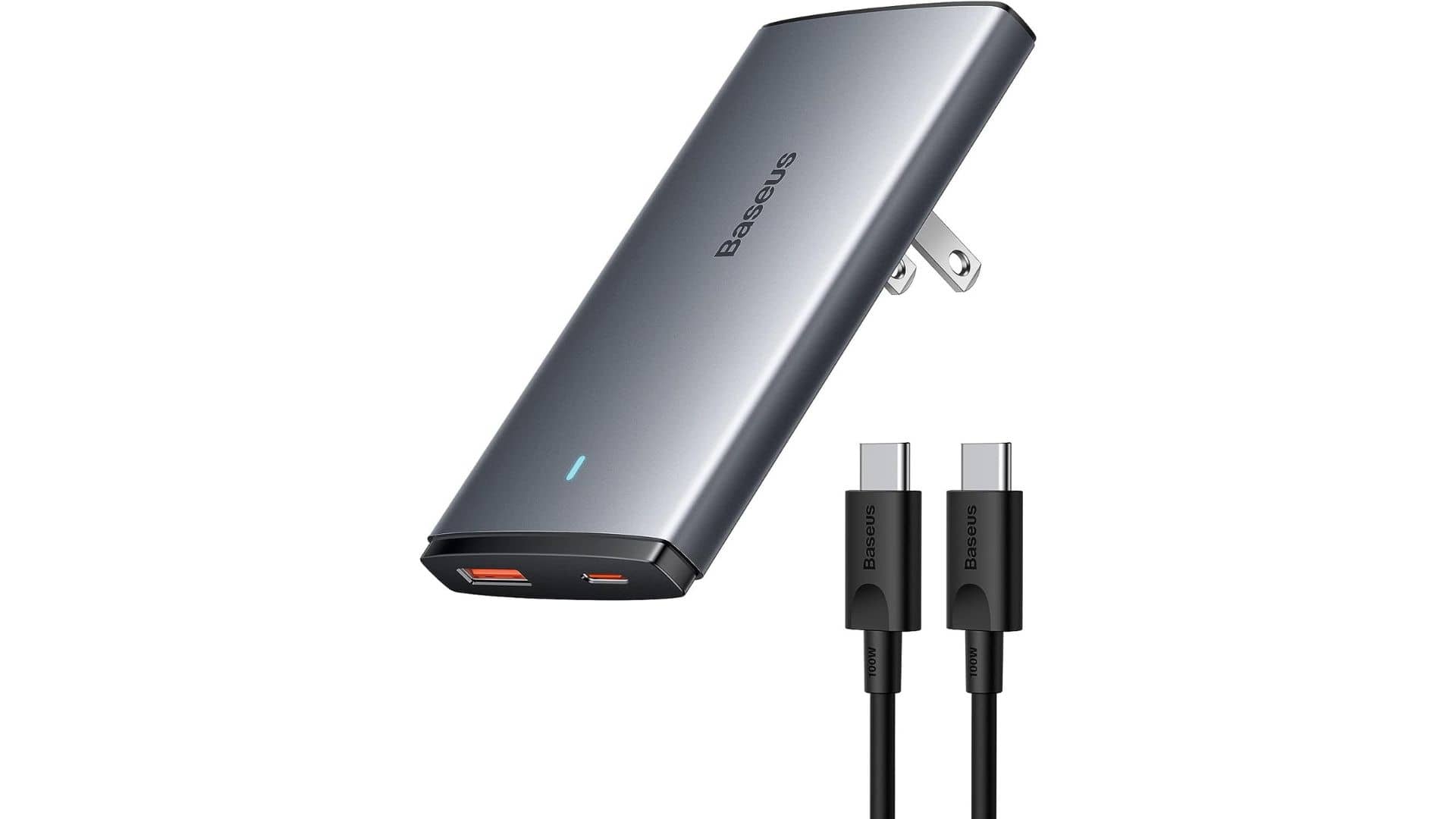 Baseus 65W Flat Dual-port GaN charger - Perfect for Office Spaces & Hard-to-reach sockets