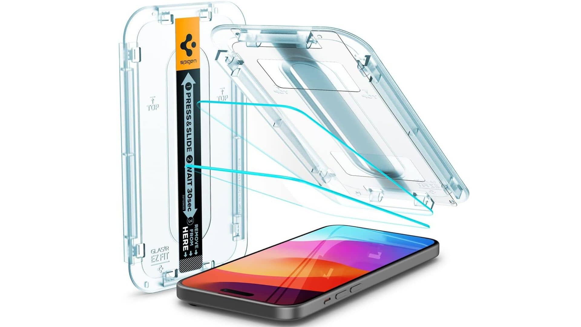 Spigen GlasTR EZ FIT iPhone 15 Tempered Glass Screen Protector (Best Overall)