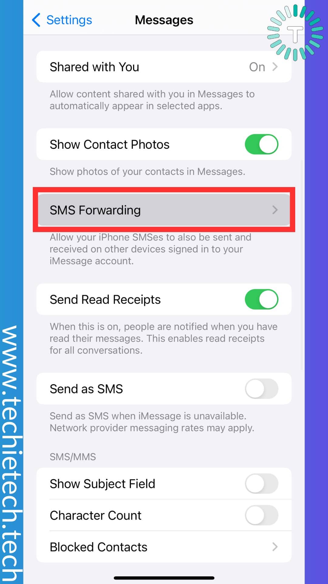 Tap SMS Forwarding
